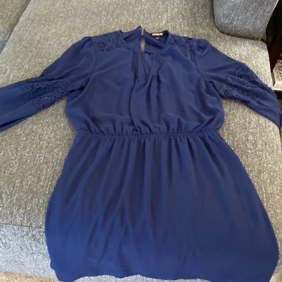 Navy blue Express dress with lace - Picture 1 of 4